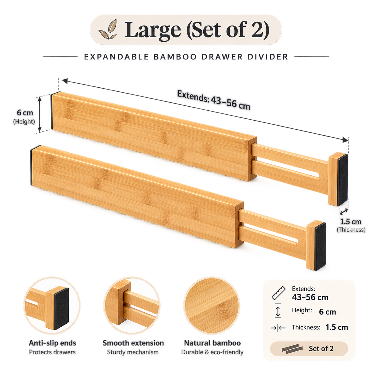 Adjustable Bamboo Drawer Dividers