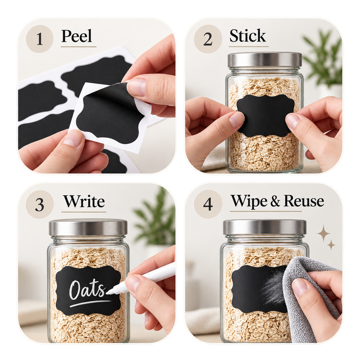 Reusable Chalkboard Pantry Labels (120 Pcs)