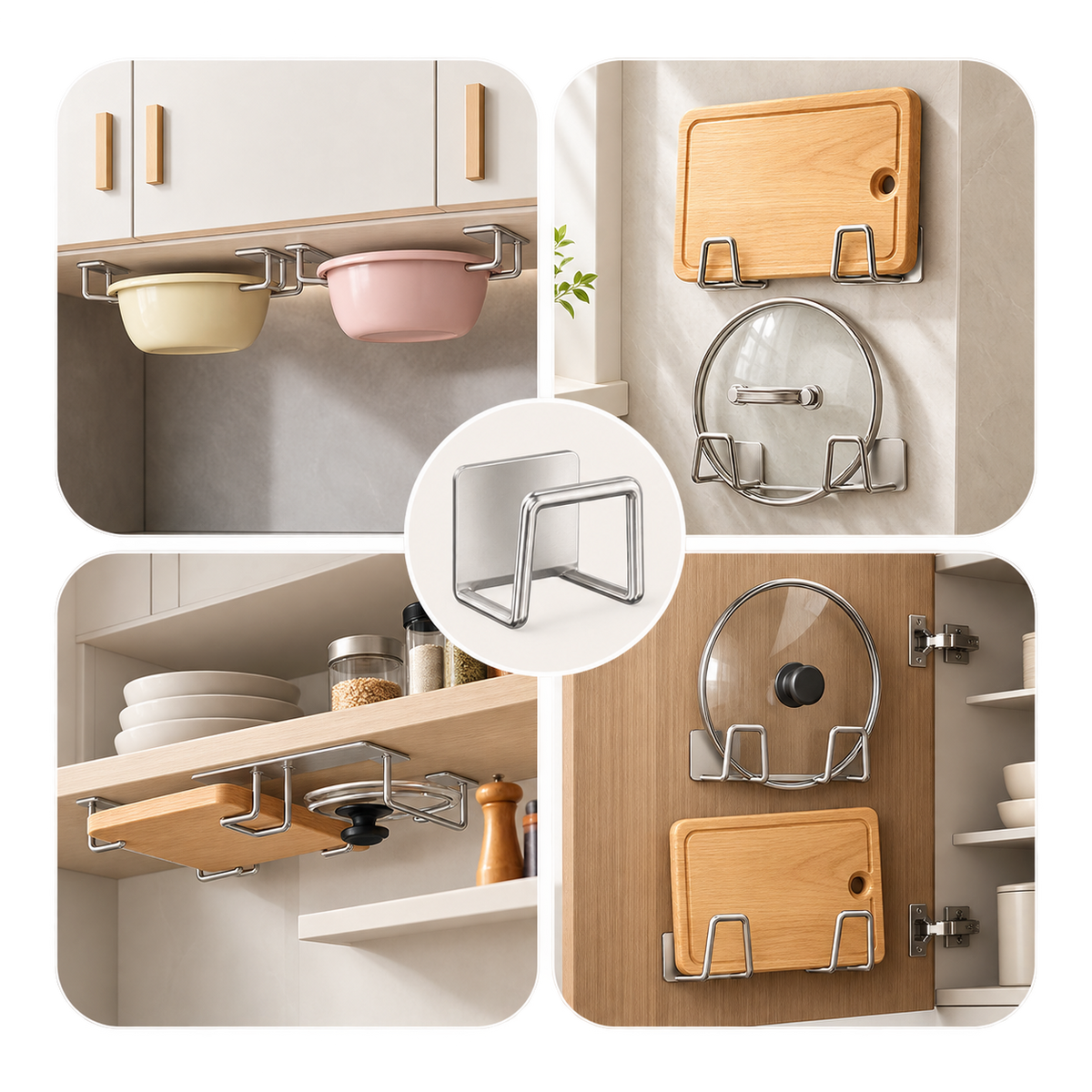 No-Drill Cabinet Storage Hooks (4 Pack)