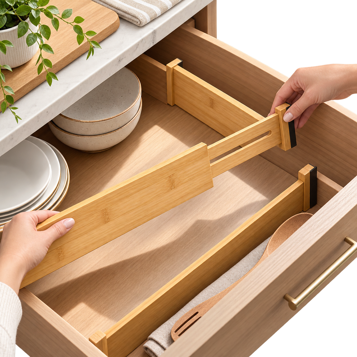Adjustable Bamboo Drawer Dividers