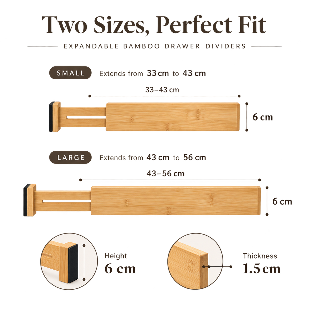 Adjustable Bamboo Drawer Dividers