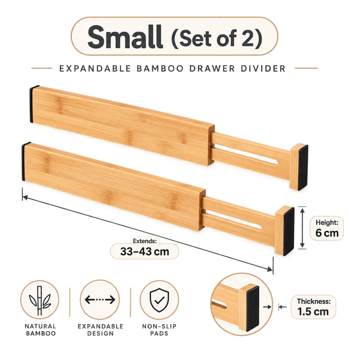 Adjustable Bamboo Drawer Dividers