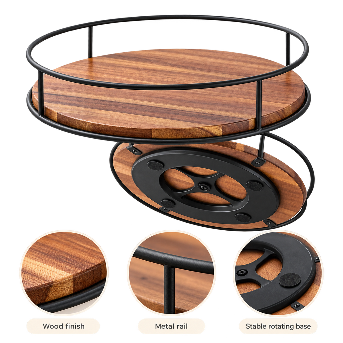 Acacia Wood Rotating Tray
