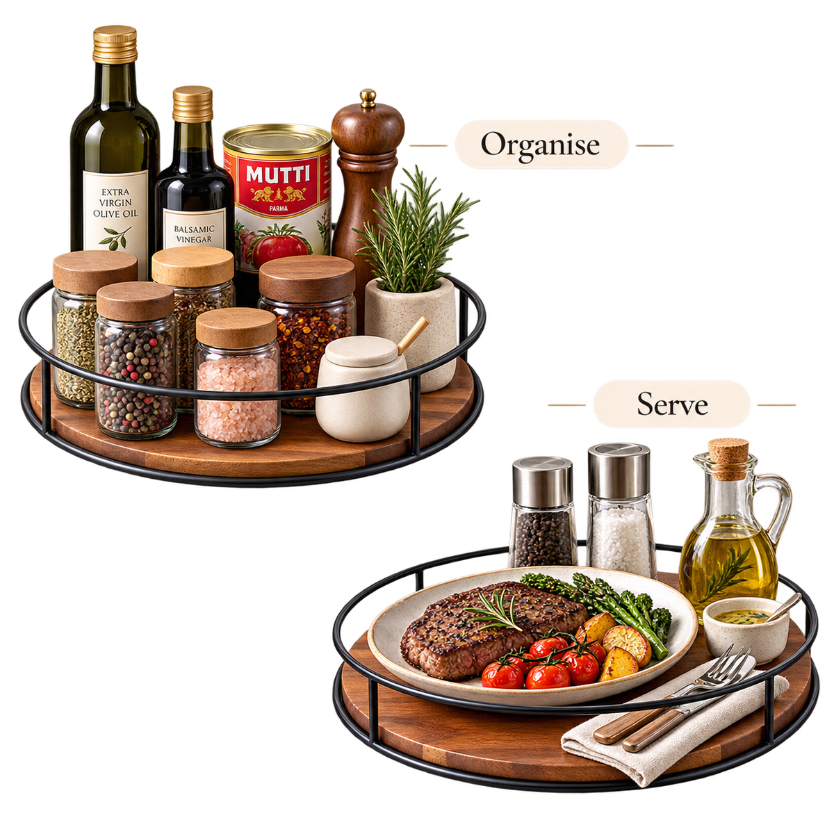 Acacia Wood Rotating Tray
