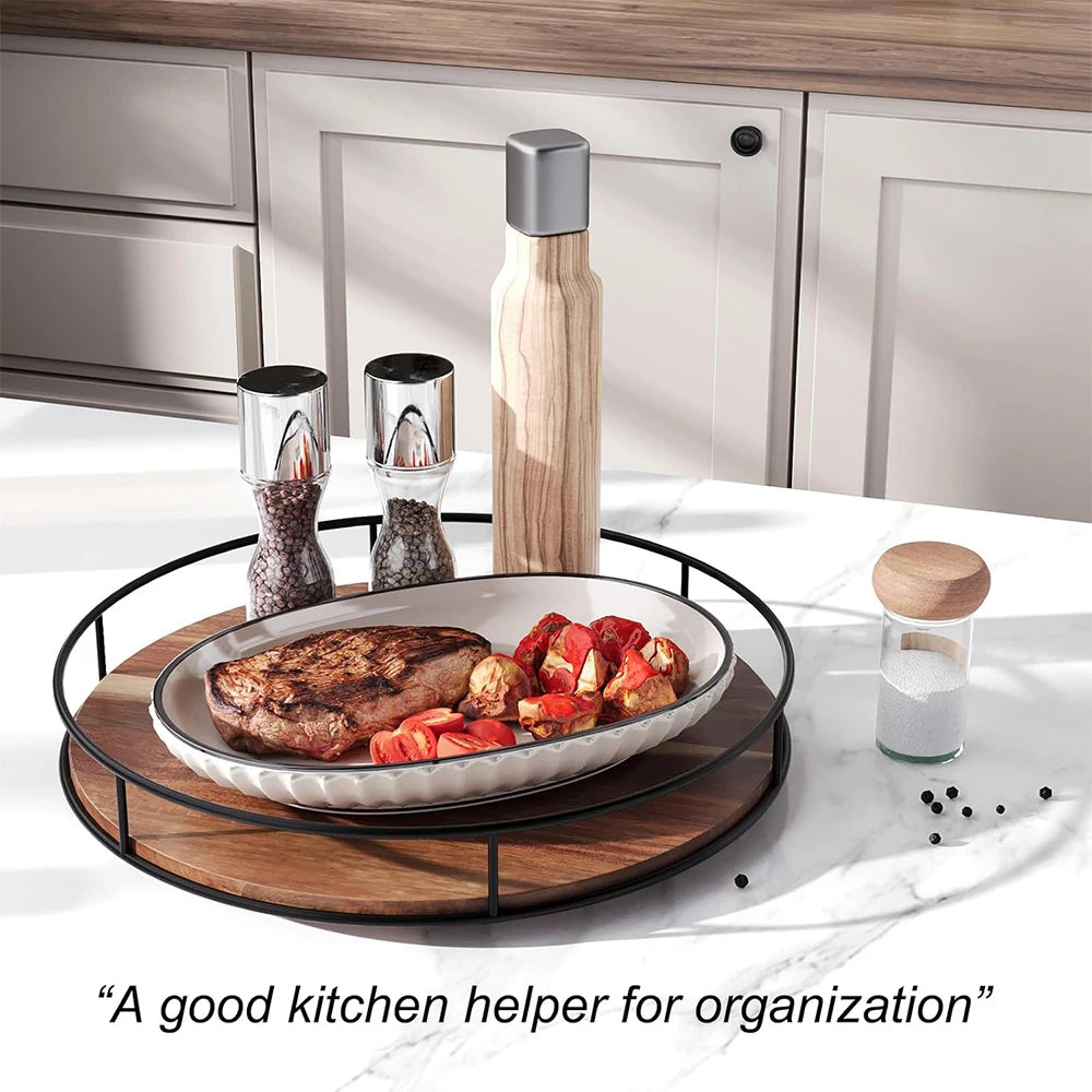 Acacia Wood Rotating Tray