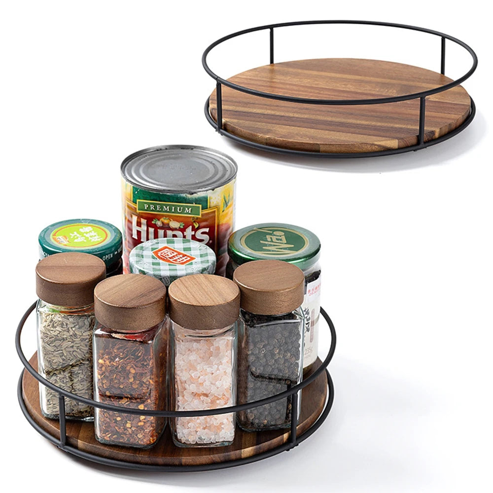 Acacia Wood Rotating Tray