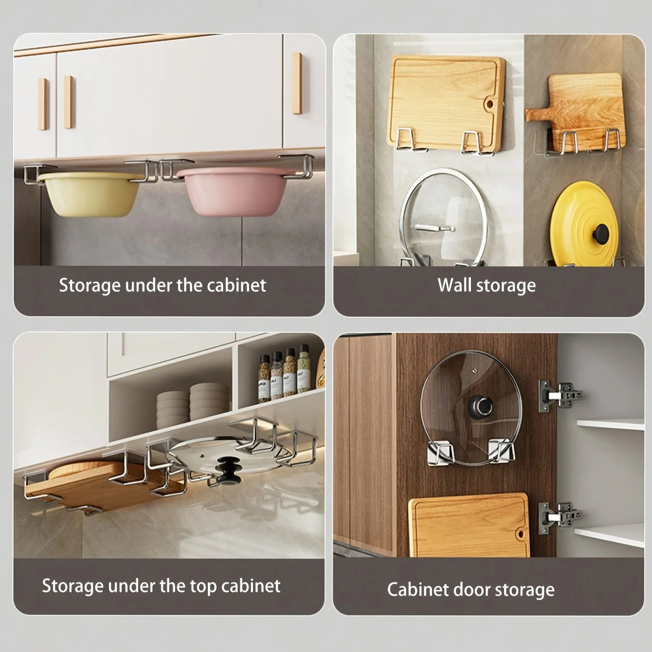 No-Drill Cabinet Storage Hooks (4 Pack)