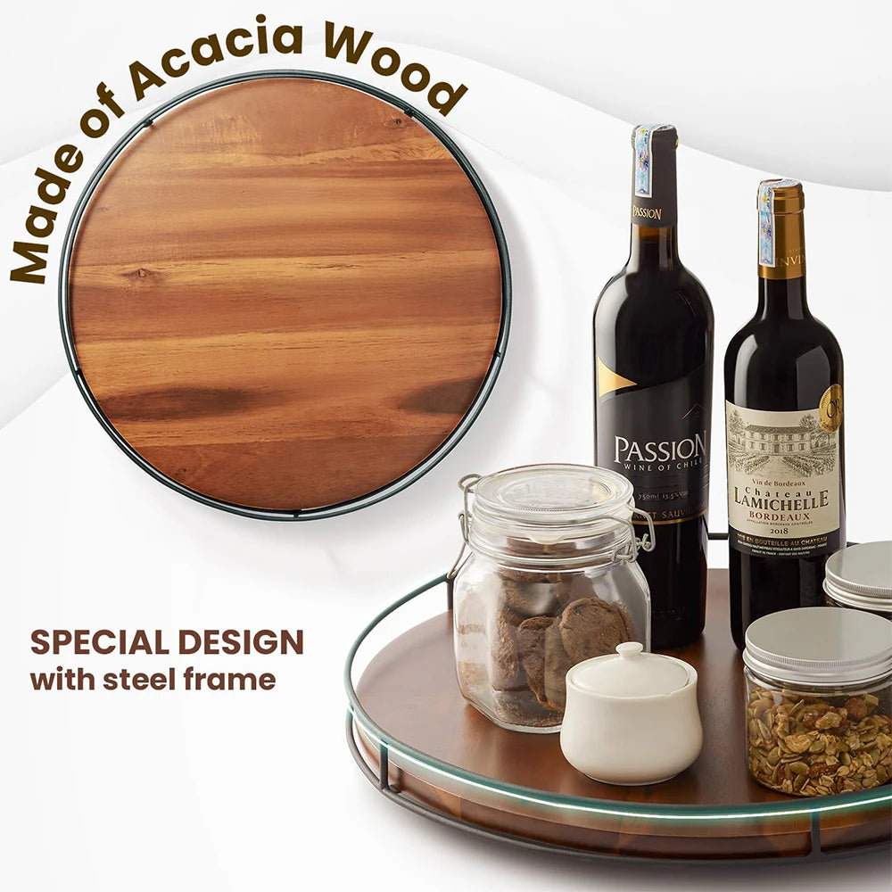 Acacia Wood Rotating Tray