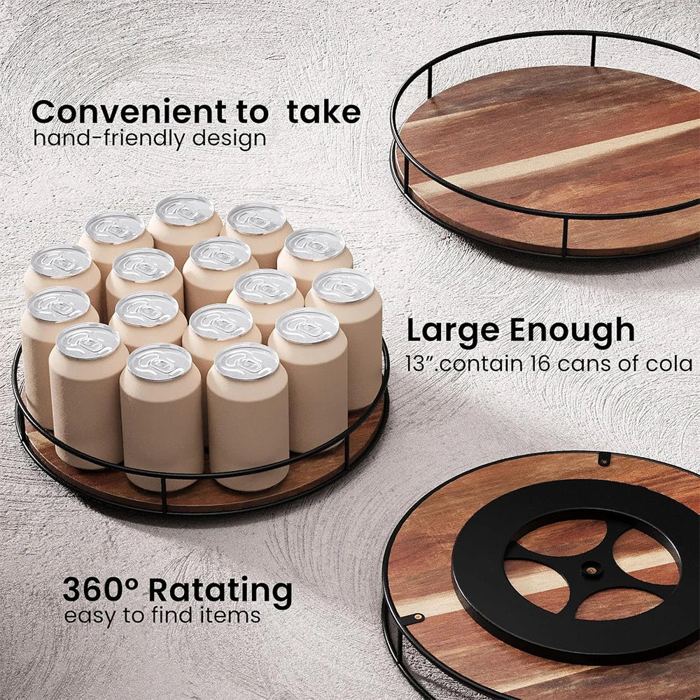 Acacia Wood Rotating Tray